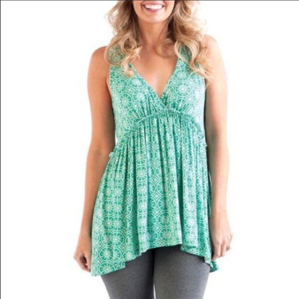 Matilda Jane hi-low green tank top tunic - S
